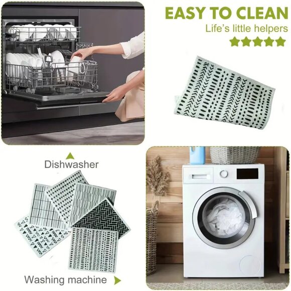 NEW Set of 6 Swedish Dishcloths - Modern Doodle Design, Reusable, Sustainable - Picture 5 of 5
